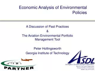 Economic Analysis of Environmental Policies