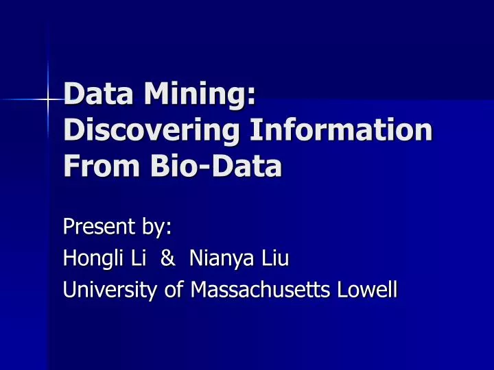 data mining discovering information from bio data
