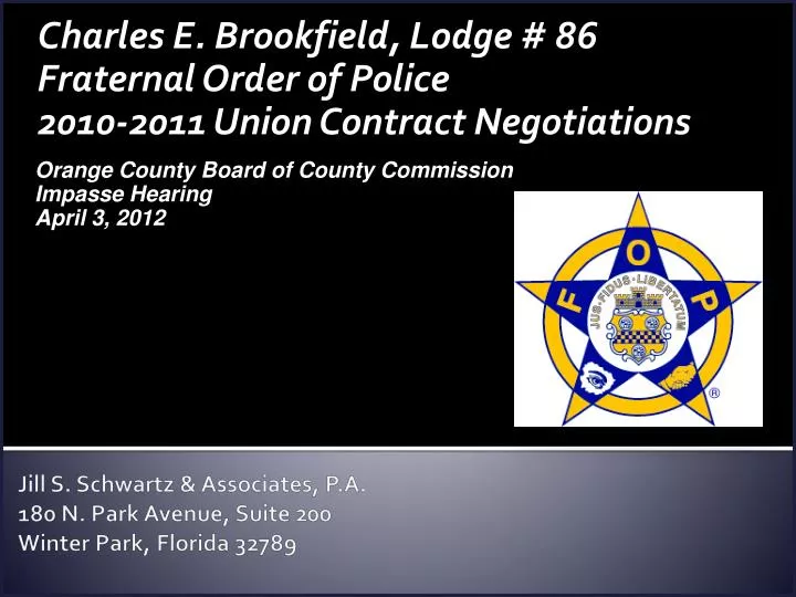 charles e brookfield lodge 86 fraternal order of police 2010 2011 union contract negotiations