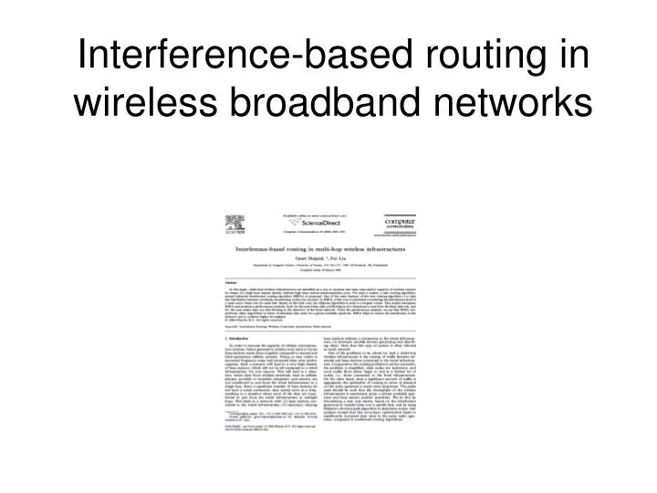 interference based routing in wireless broadband networks