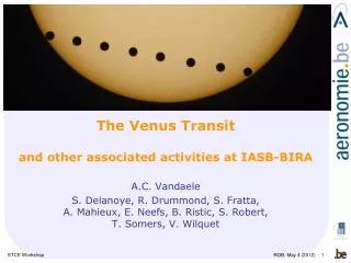 The Venus Transit and other associated activities at IASB-BIRA