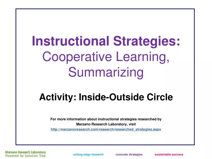 instructional strategies cooperative learning summarizing