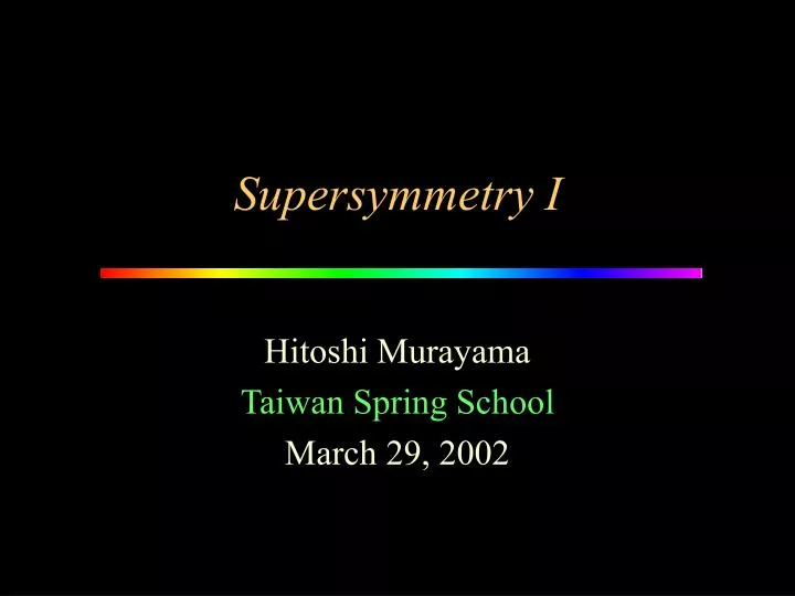 supersymmetry i