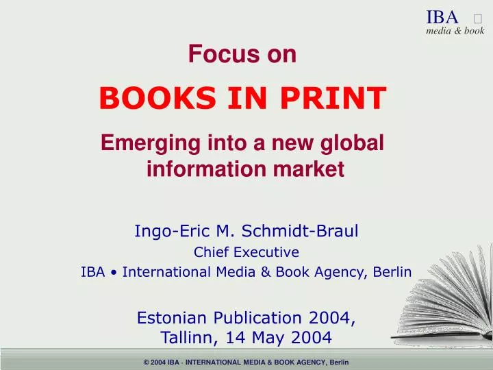 focus on books in print emerging into a new global information market