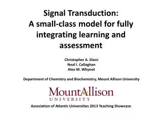 Signal Transduction: A small-class model for fully integrating learning and assessment