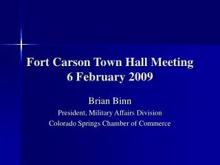 Fort Carson Town Hall Meeting 6 February 2009