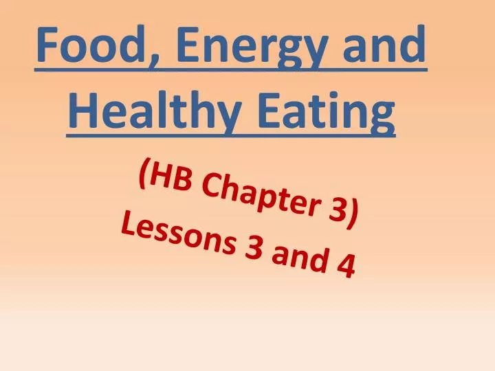 food energy and healthy eating