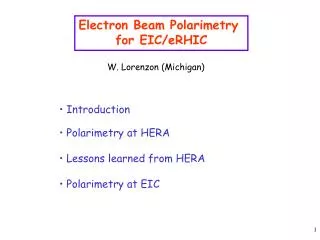 Electron Beam Polarimetry for EIC/eRHIC