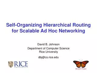 Self-Organizing Hierarchical Routing for Scalable Ad Hoc Networking