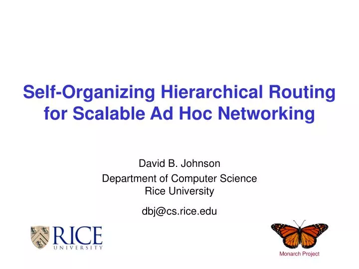 self organizing hierarchical routing for scalable ad hoc networking