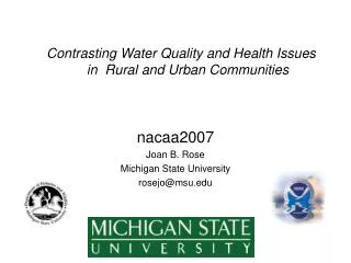 Contrasting Water Quality and Health Issues in Rural and Urban Communities