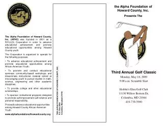 the Alpha Foundation of Howard County, Inc. Presents The