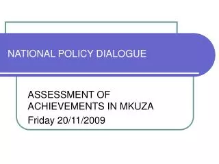 NATIONAL POLICY DIALOGUE