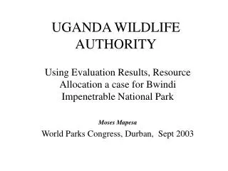 UGANDA WILDLIFE AUTHORITY