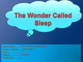 The Wonder Called Sleep