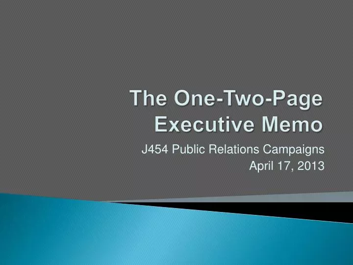 the one two page executive memo