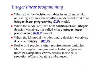 Integer linear programming
