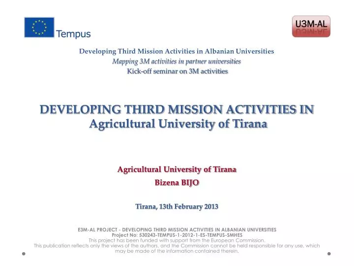 developing third mission activities in agricultural university of tirana