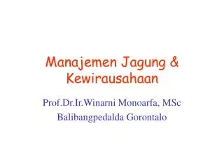 manajemen jagung kewirausahaan