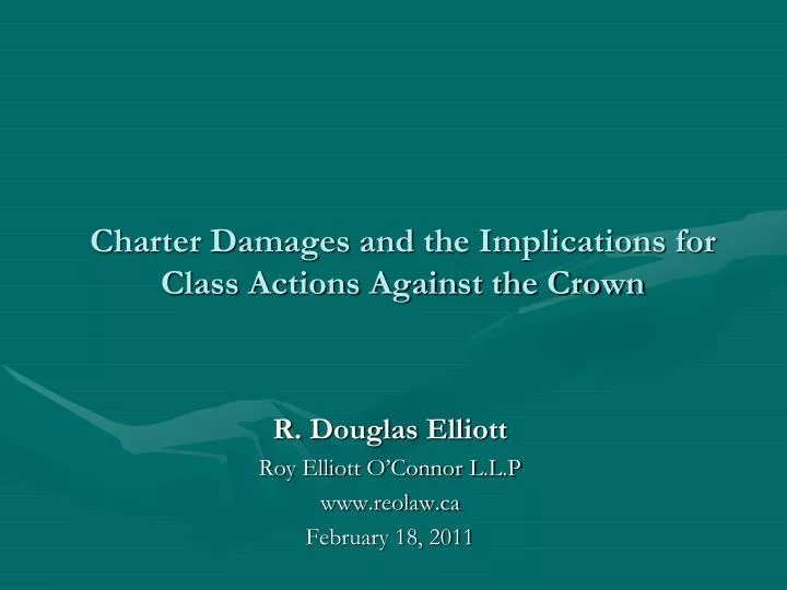 charter damages and the implications for class actions against the crown