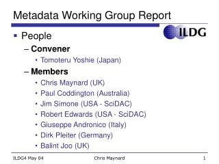Metadata Working Group Report
