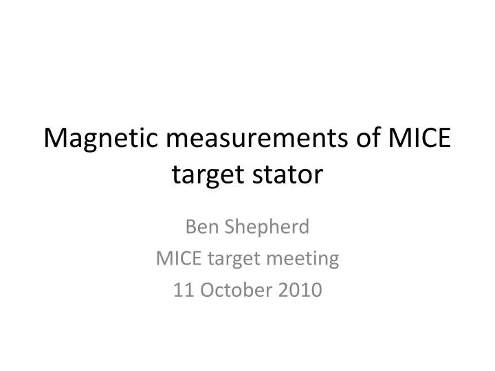 magnetic measurements of mice target stator