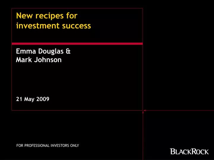 new recipes for investment success
