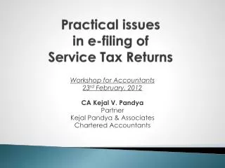 Practical issues in e-filing of Service Tax Returns