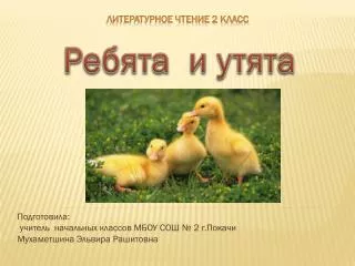 Подготовила: учитель начальных классов МБОУ СОШ № 2 г.Покачи Мухаметшина Эльвира Рашитовна