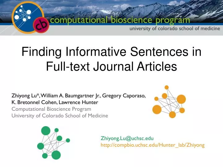 finding informative sentences in full text journal articles