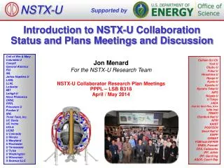 Introduction to NSTX-U Collaboration Status and Plans Meetings and Discussion