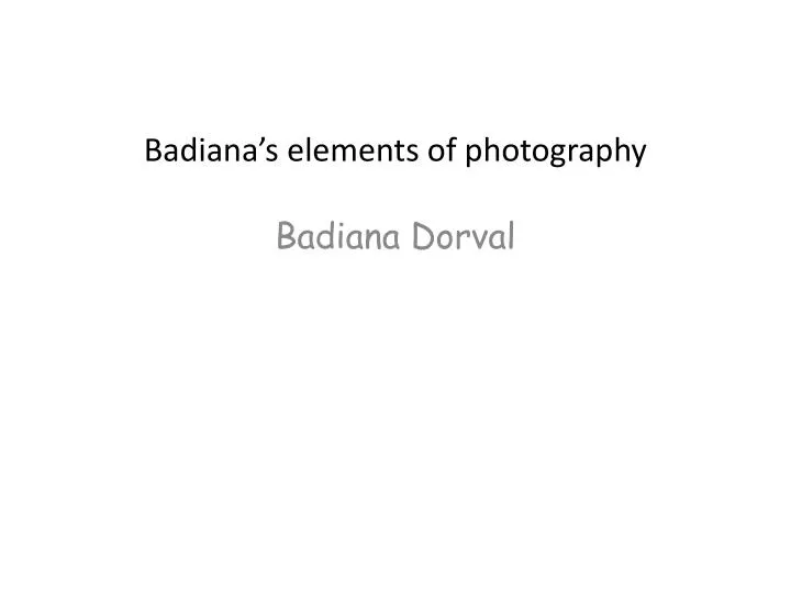 badiana s elements of photography