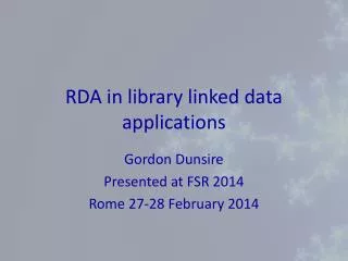 RDA in library linked data applications