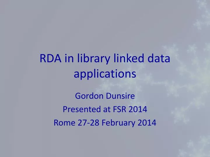 rda in library linked data applications