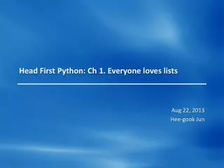 Head First Python: Ch 1. Everyone loves lists