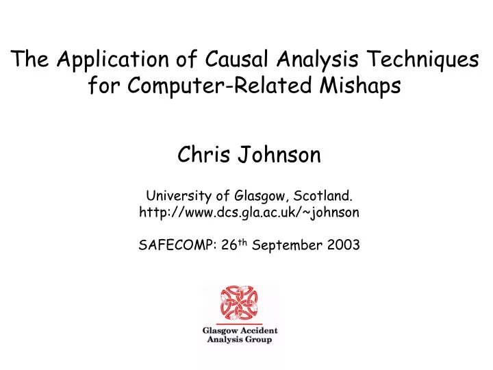 the application of causal analysis techniques for computer related mishaps