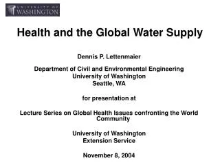 Health and the Global Water Supply