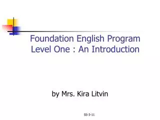 Foundation English Program Level One : An Introduction