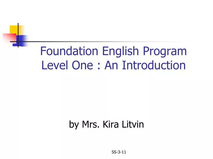 foundation english program level one an introduction
