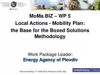 Work Package Leader: Energy Agency of Plovdiv