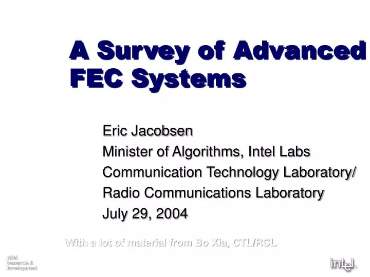 a survey of advanced fec systems