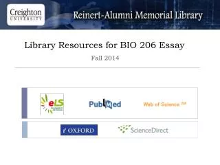 Library Resources for BIO 206 Essay