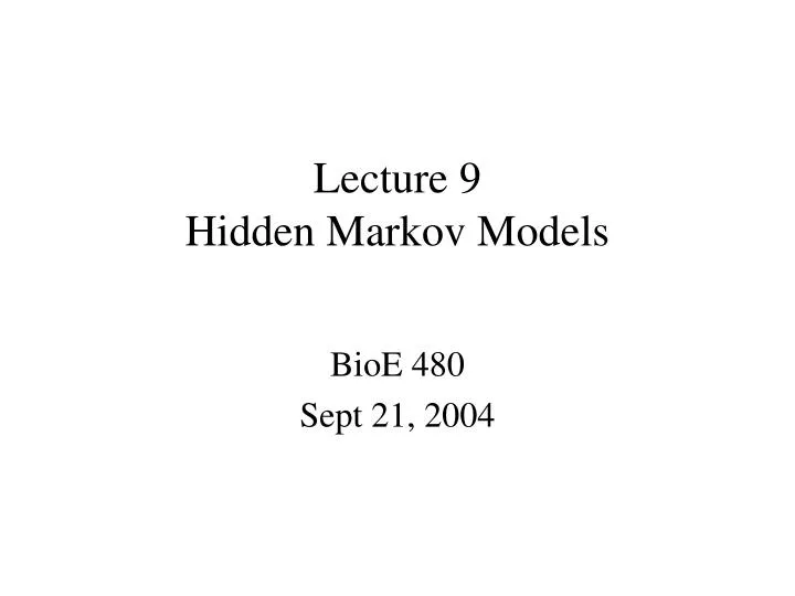lecture 9 hidden markov models