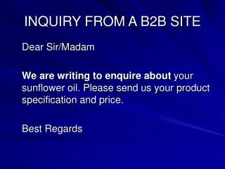 INQUIRY FROM A B2B SITE