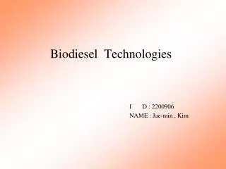 Biodiesel Technologies
