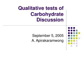 Qualitative tests of Carbohydrate Discussion