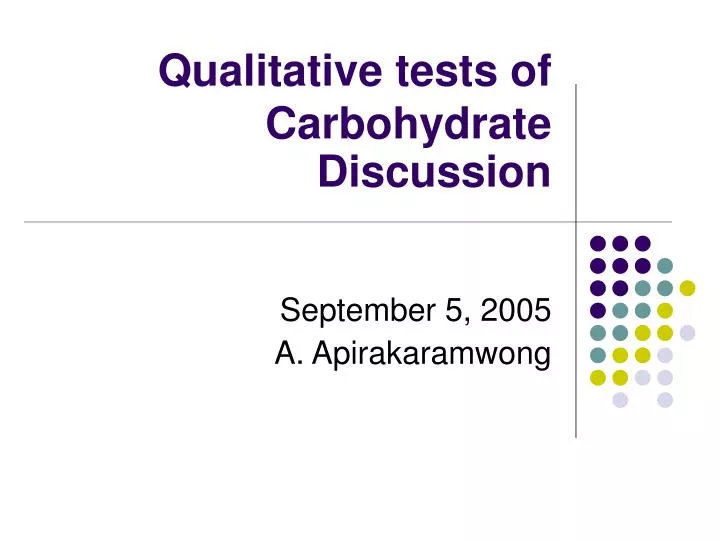 qualitative tests of carbohydrate discussion