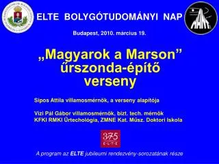 elte bolyg tudom nyi nap