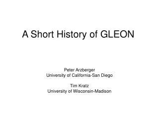 A Short History of GLEON