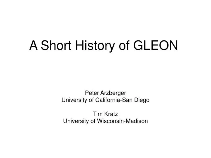 a short history of gleon